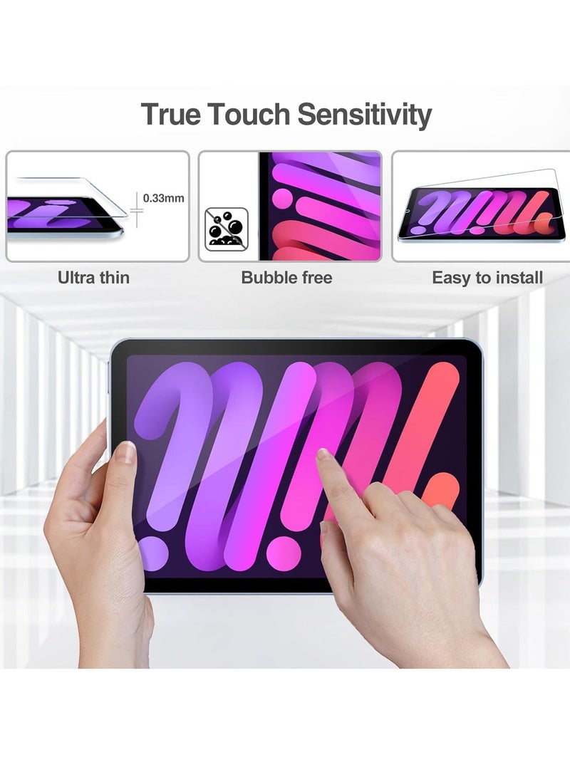 Techie حماية شاشة زجاجية مقسّاة شفافة عالية الدقة لجهاز آبل آيباد ميني 7 A17 برو 2024 / ميني 6 2021 8.3 بوصة - رقيقة للغاية بسماكة 0.33 مم، تطبيق خالي من الفقاعات - Image 3