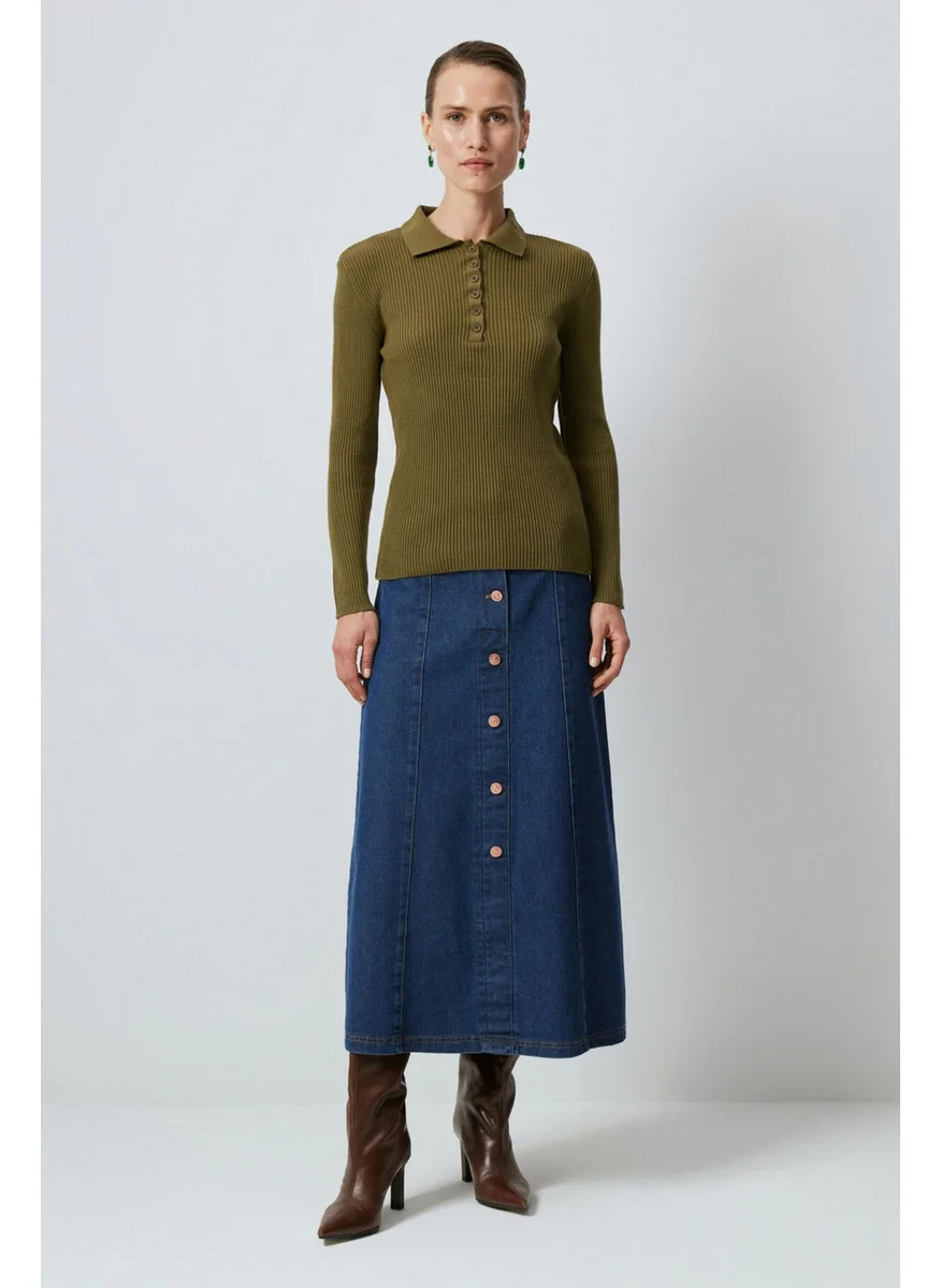 Touche Polo Collar Button Detailed Knitwear Bodysuit