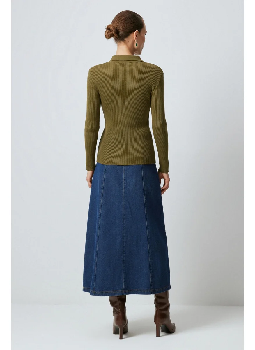 Touche Polo Collar Button Detailed Knitwear Bodysuit