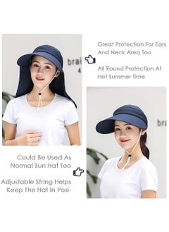 SYOSI Women Sun Wide Brim UV Protection Fishing Hats Foldable Ponytail Summer Hat with Detachable Flap UPF 50+ Protection Packable Beach Sun Visor Cap Outdoor Camping Fishing Cycling Sunshade Hat  - Image 3