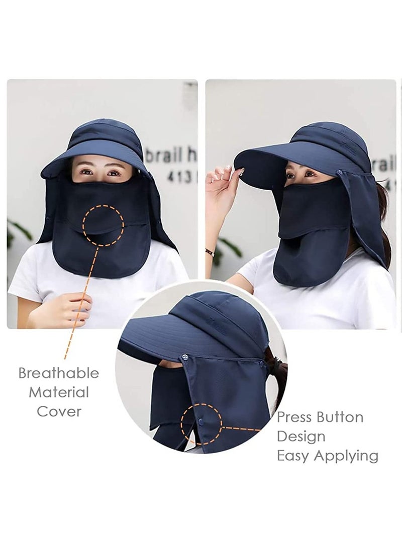 SYOSI Women Sun Wide Brim UV Protection Fishing Hats Foldable Ponytail Summer Hat with Detachable Flap UPF 50+ Protection Packable Beach Sun Visor Cap Outdoor Camping Fishing Cycling Sunshade Hat  - Image 5