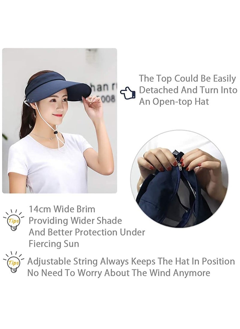 SYOSI Women Sun Wide Brim UV Protection Fishing Hats Foldable Ponytail Summer Hat with Detachable Flap UPF 50+ Protection Packable Beach Sun Visor Cap Outdoor Camping Fishing Cycling Sunshade Hat  - Image 4