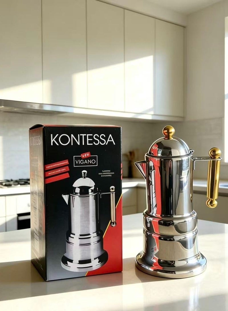 Espresso Maker, 304 Stainless Steel Stovetop Moka Pot for Classic Espresso, Manual Italian Coffee Maker - Image 4