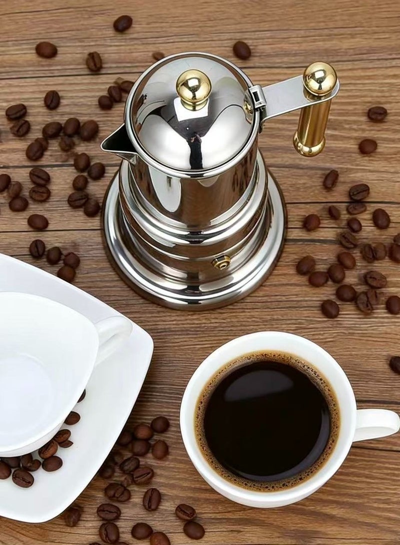 Espresso Maker, 304 Stainless Steel Stovetop Moka Pot for Classic Espresso, Manual Italian Coffee Maker - Image 5
