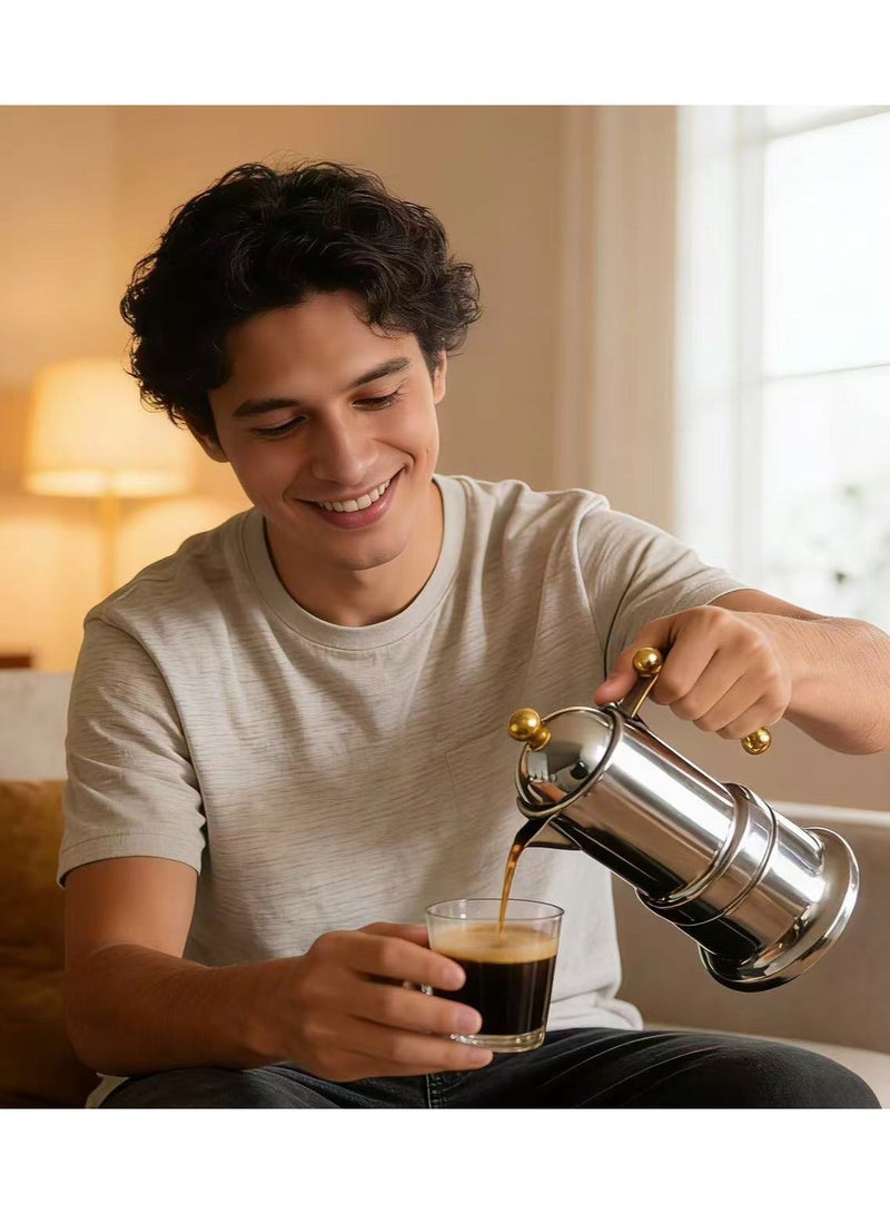 Espresso Maker, 304 Stainless Steel Stovetop Moka Pot for Classic Espresso, Manual Italian Coffee Maker - Image 3
