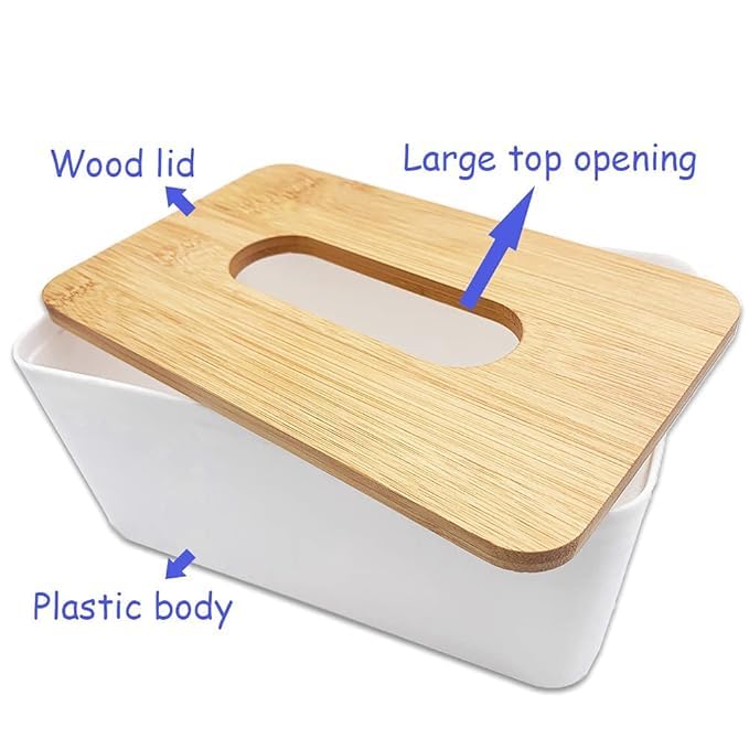 PRISO Wooden Tissue Paper Holder Box, Cover for Disposable Paper Facial Tissues, Wooden Rectangular Shape Box Holder for Storage Bathroom, Countertop, Bedroom, Hotel Use. - Image 5