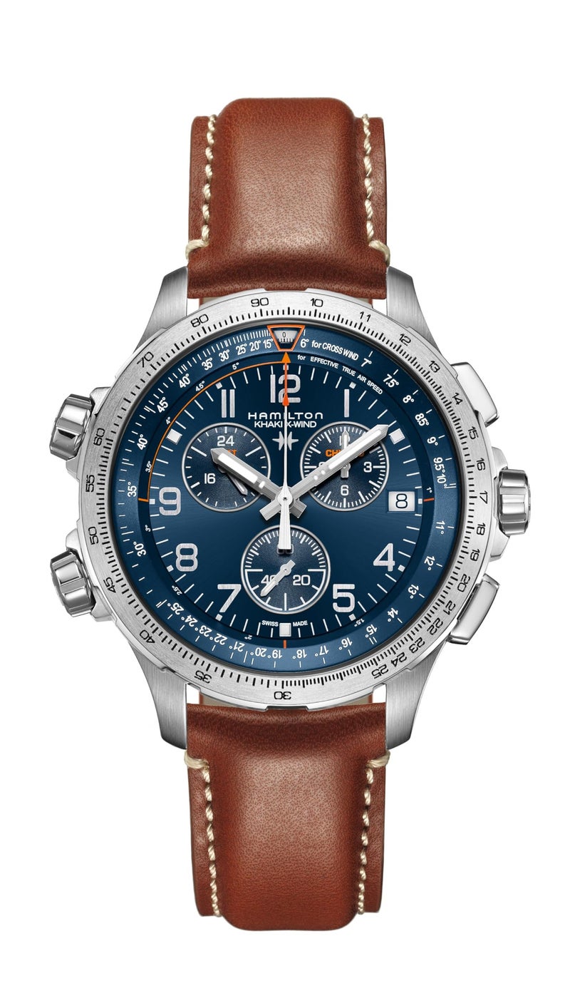 Hamilton Khaki Aviation X Quartz Men's Watch, 46mm Stainless Steel Case, Swiss Made, Blue Dial Analog Wrist Watch for Men, 100m Waterproof, Sapphire Crystal, Cow Leather Strap - Image 1