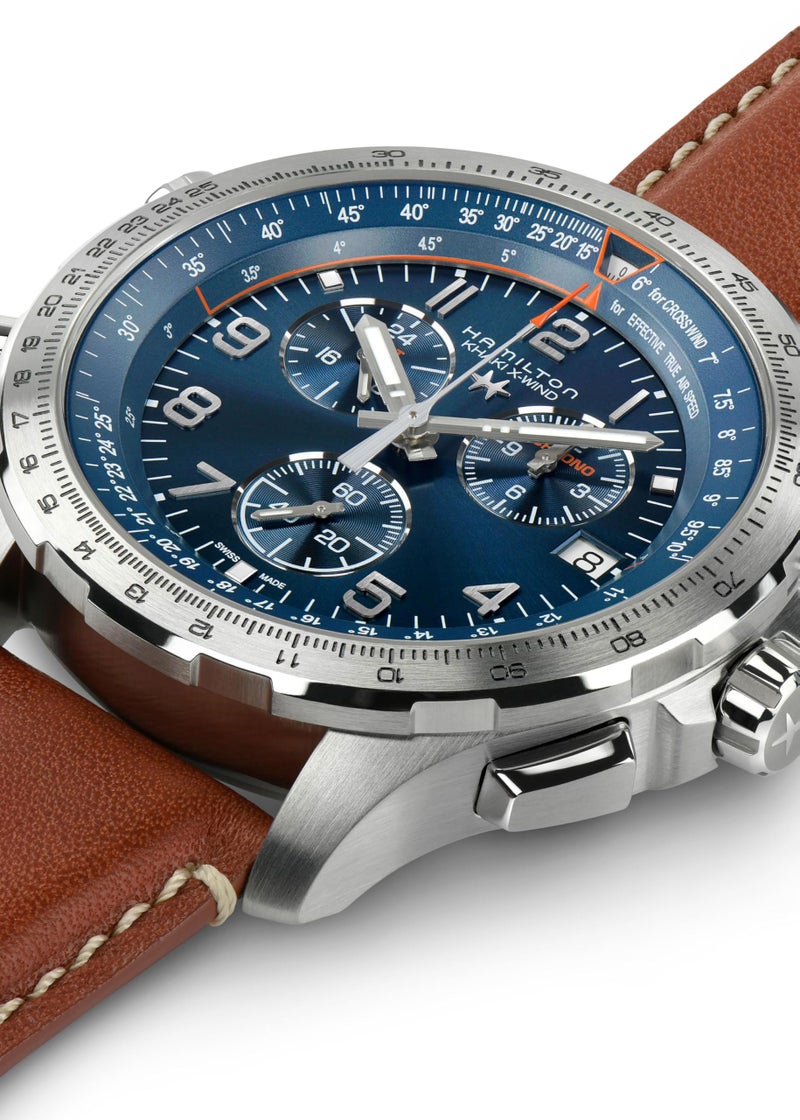 Hamilton Khaki Aviation X Quartz Men's Watch, 46mm Stainless Steel Case, Swiss Made, Blue Dial Analog Wrist Watch for Men, 100m Waterproof, Sapphire Crystal, Cow Leather Strap - Image 3