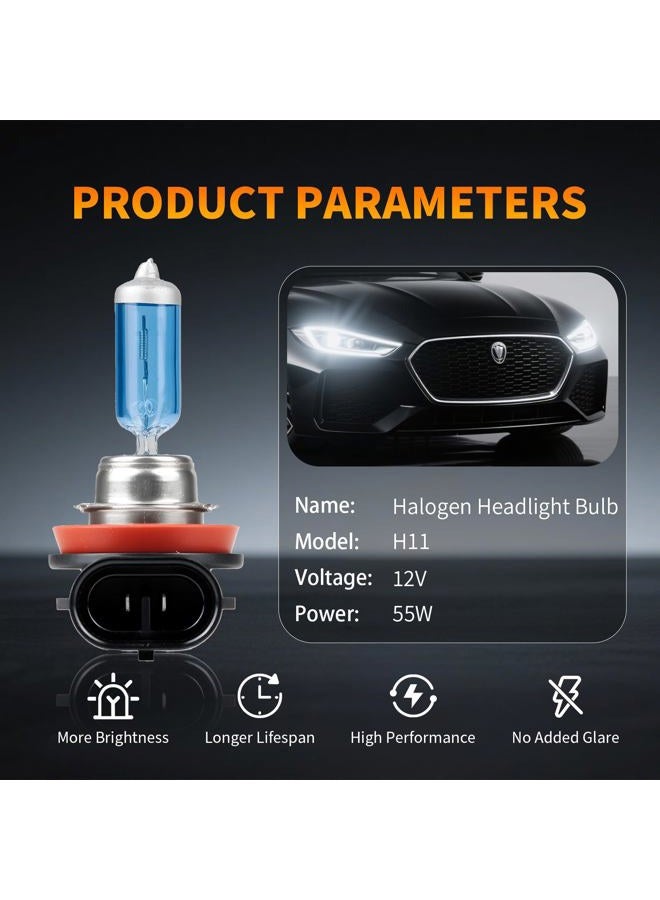 LUVALON H11 Headlight Bulbs Halogen Headlight Bulbs for High Beam Low Beam and Fog Light Replacement 12V 55W 5000K 2 Pack - Image 4