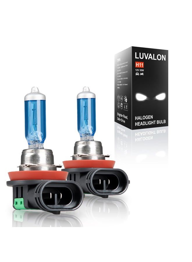 LUVALON H11 Headlight Bulbs Halogen Headlight Bulbs for High Beam Low Beam and Fog Light Replacement 12V 55W 5000K 2 Pack - Image 1