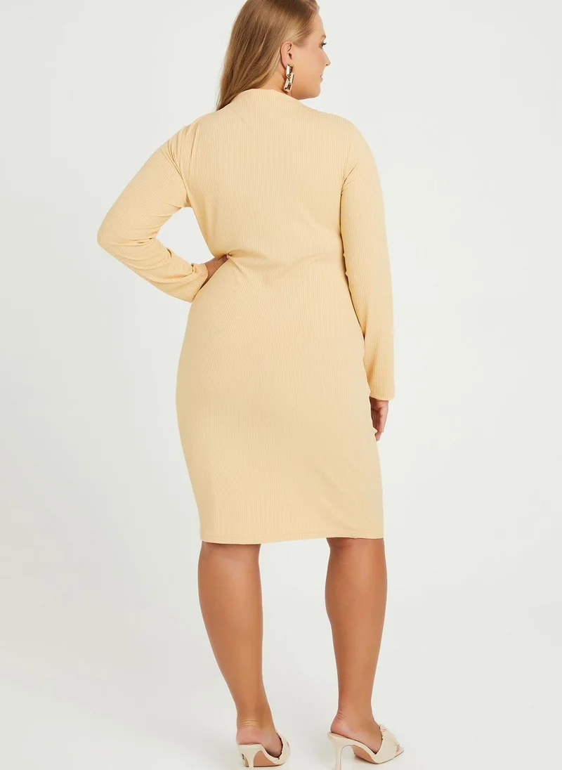 Styli High Neck Ruched Dress