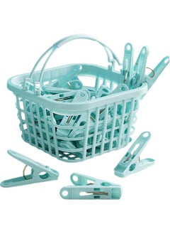 Kimaya 30 Clothes Pegs for Socks with Basket - Laundry Hook with Basket Windproof Clip for Underwear and Socks Clothes Dryer Clip Clothes Peg Clothes Hook Clip Size 5.2 x cm (Blue)  - Image 3