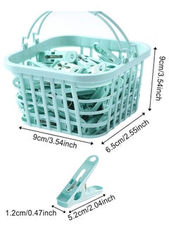 Kimaya 30 Clothes Pegs for Socks with Basket - Laundry Hook with Basket Windproof Clip for Underwear and Socks Clothes Dryer Clip Clothes Peg Clothes Hook Clip Size 5.2 x cm (Blue)  - Image 5