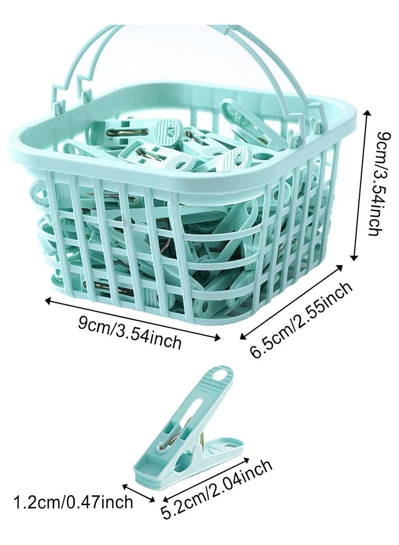 Kimaya 30 Clothes Pegs for Socks with Basket - Laundry Hook with Basket Windproof Clip for Underwear and Socks Clothes Dryer Clip Clothes Peg Clothes Hook Clip Size 5.2 x cm (Blue)  - Image 5