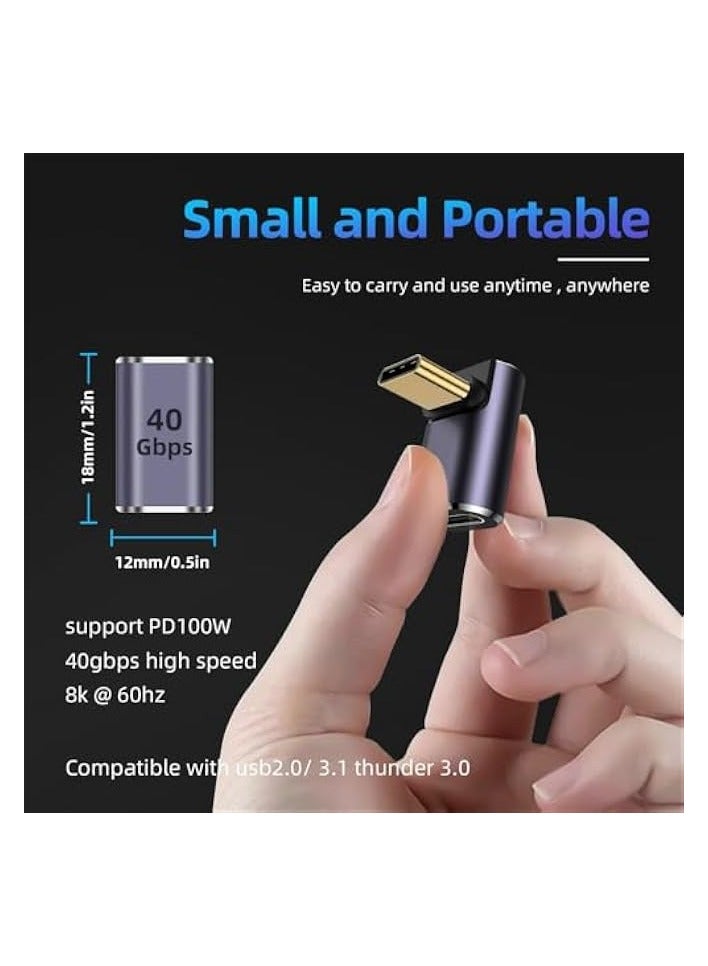 erorex 90 Degree USB-C Male to Female Adapter, 2 Pack Right Angle 100W Type-C Adapter Extender for Notebook Computers, Tablet and Mobile Phones  - Image 2