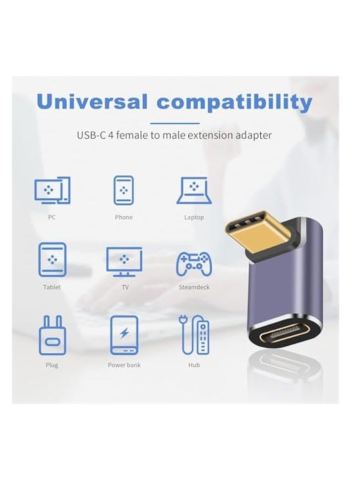 erorex 90 Degree USB-C Male to Female Adapter, 2 Pack Right Angle 100W Type-C Adapter Extender for Notebook Computers, Tablet and Mobile Phones  - Image 5