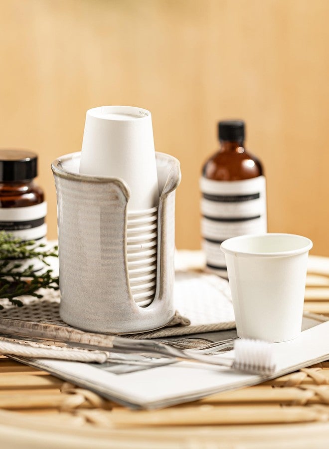 YHOJOY Bathroom Cup Dispenser 3 Oz, Bathroom Cup Holder for Dixie Cups, Small Mouthwash Cup Dispenser for Bathroom, Cream White - Image 4