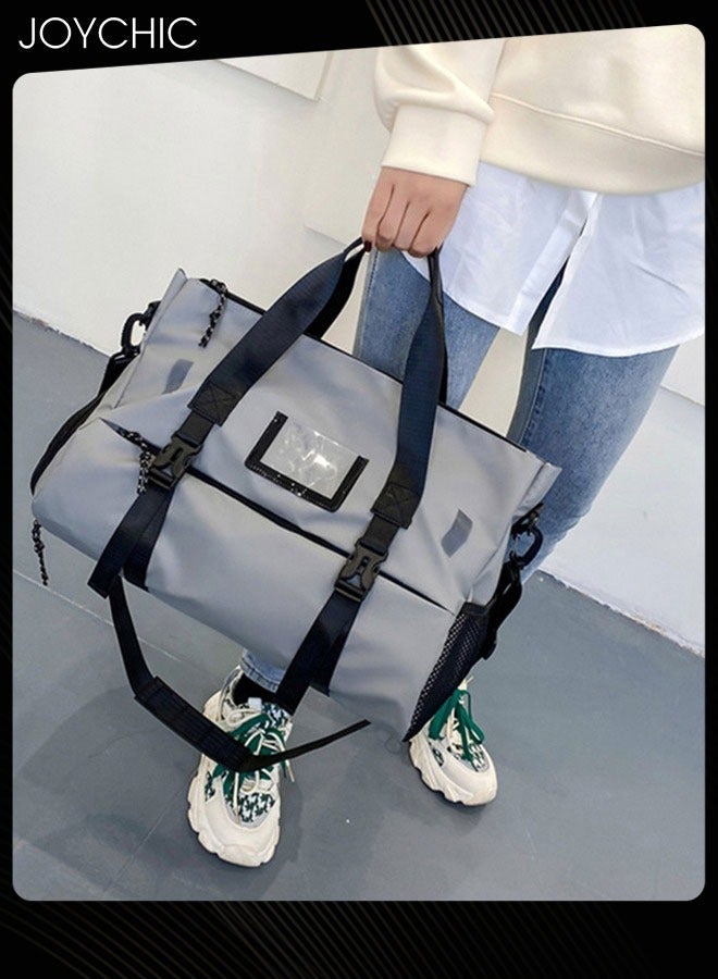 Joychic حقيبة يوغا أكسفورد مقاومة للماء محمولة بسعة كبيرة حقيبة رياضية متعددة الوظائف حقيبة سفر مع قسم للأحذية رمادي للرجال والنساء - Image 3