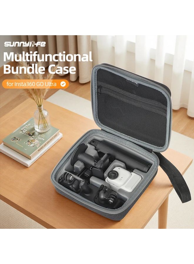 حالة خارجية سوداء صلبة لكاميرا Insta360 Go Ultra، حقيبة تخزين سفر متينة مضادة للصدمات بسعة كبيرة - Image 3