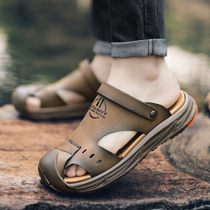 Men'S Perforated Sandals Summer Outdoor High-End Non-Slip Beach Sandals Casual Driving Closed-Toe Slippers - Image 4