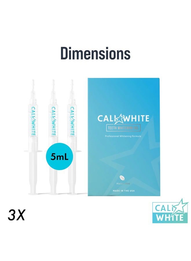 Cali White TEETH WHITENING GEL REFILLS, 35% Carbamide Peroxide, Natural, Vegan, Organic Whitener for Sensitive Tooth Bleach, Gels MADE IN USA, 3X 5mL Syringes, Use with UV or LED Light & Trays HISMILE - Image 3