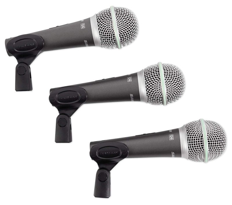 SAMSON Q6 3-Pack Dynamic Vocal Cardioid Handheld Microphones+Mic Clips+Foam Case - Image 2