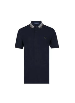 FRED PERRY Cotton summer casual short-sleeved men's polo shirt/navy rainbow collar  - Image 1