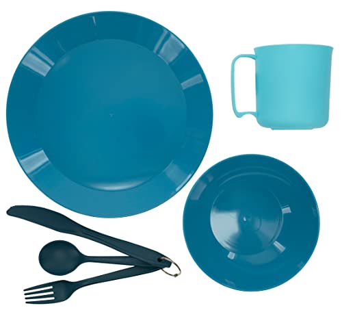 ust PackWare Dish Set with Mesh Bag, BPA Free Construction and Eating Utensils for Hiking, Camping, Backpacking, Travel and Outdoor Survival, Blue, One Size (20-02780) - Image 1