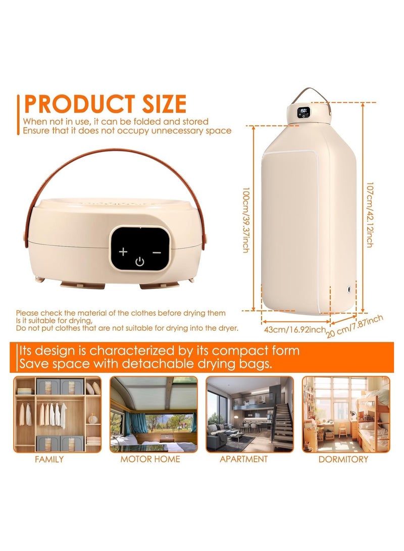 general Portable dryer, folding compact drying bag, with 6-speed smart timer, LED digital touch control, fast drying, very suitable for apartment dormitory travel - Image 2