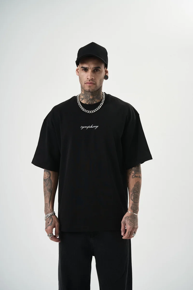 RESPIRE Men's Symphony Print Oversize T-Shirt, Black