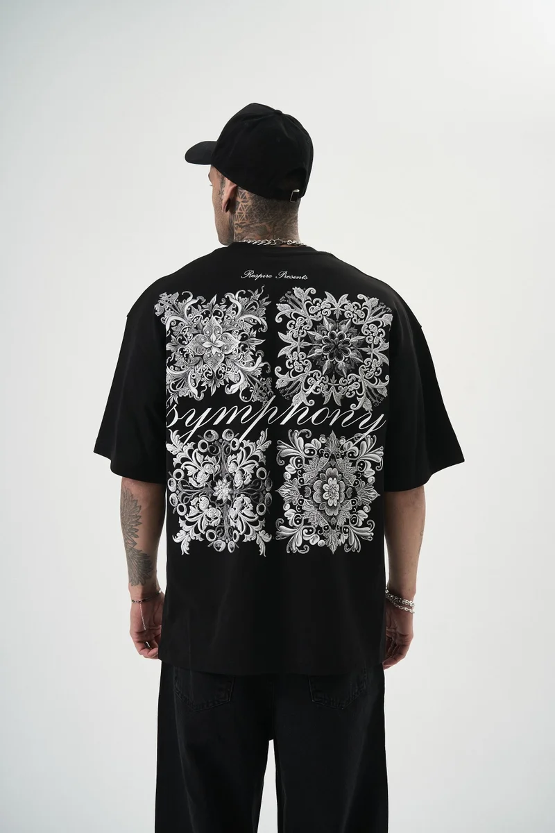 RESPIRE Men's Symphony Print Oversize T-Shirt, Black