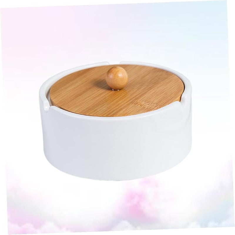 VICASKY White Ceramic Windproof Ashtray with Lid for Indoor Outdoor Desktop Use - Image 4