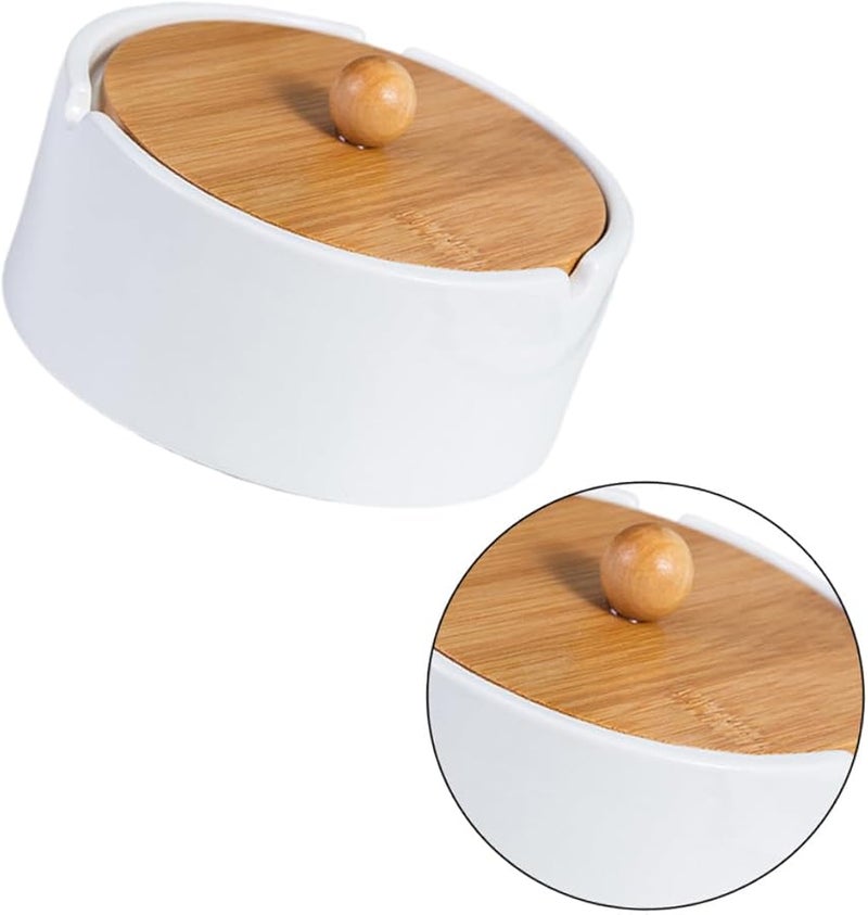 VICASKY White Ceramic Windproof Ashtray with Lid for Indoor Outdoor Desktop Use - Image 1