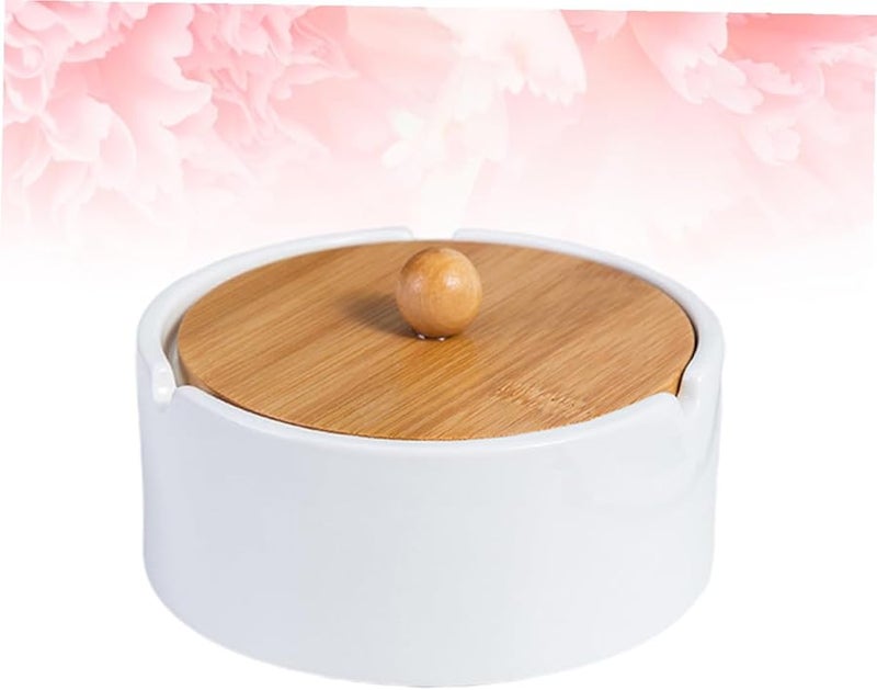 VICASKY White Ceramic Windproof Ashtray with Lid for Indoor Outdoor Desktop Use - Image 5