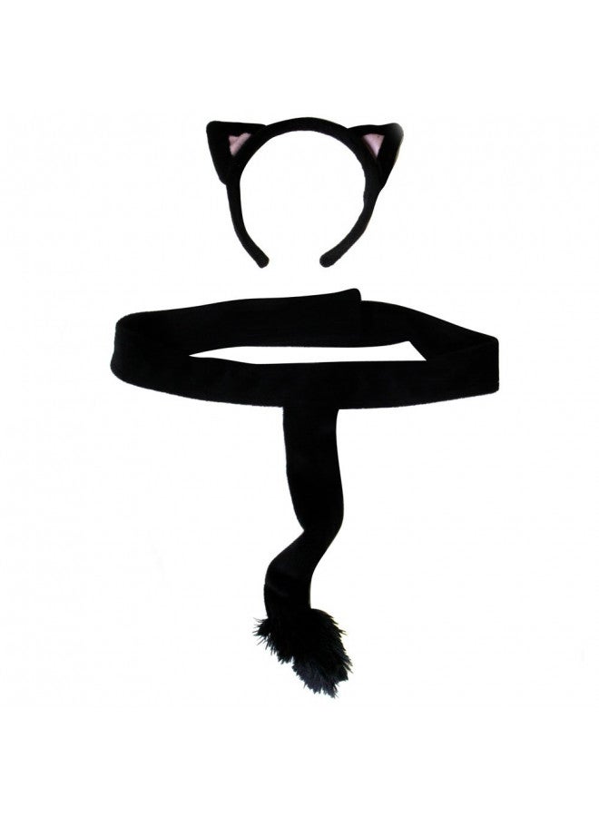 Making Believe Plush Black Kitty Cat Headband Ears and Tails Costume Set - Image 1