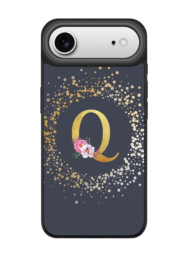 Stylizedd iPhone Air Case, [Compatible with MagSafe] Slim Magnetic cover Phone Case iPhone Air -Custom Monogram Floral - Q  (Grey ) - Image 1