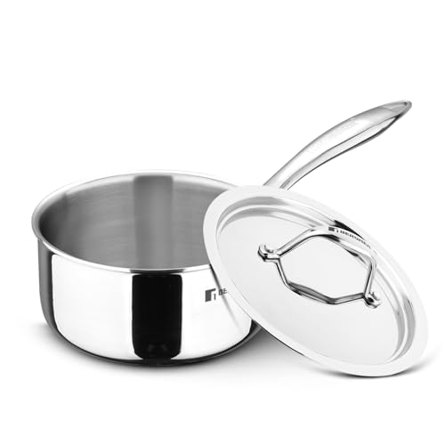 Bergner Argent Triply 5 Pcs Cookware Set - 24cm (2.5L) Kadai with Lid, 22cm Frypan, 16cm (1.6L) Saucepan with Lid, Less Oil Use, Healthy Cooking, Stay Cool Cast Handles - Induction and Gas Stove Ready - Image 5