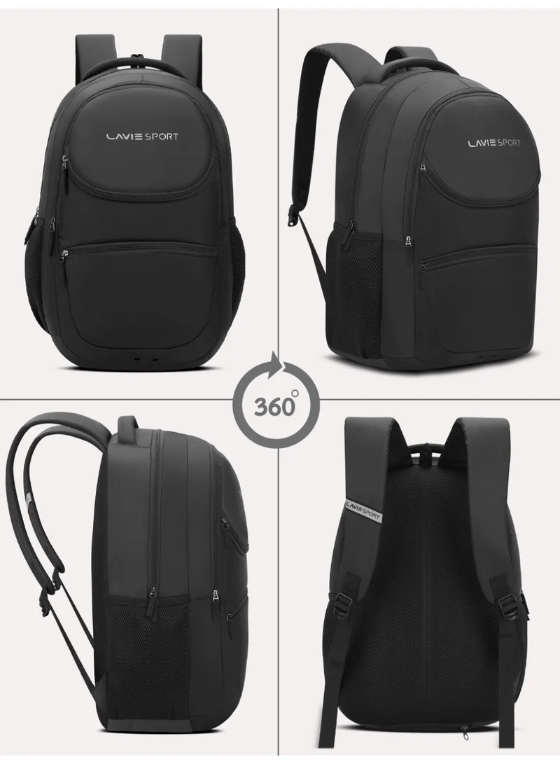 لافي حقيبة ظهر لافي سبورت أطلس  لتر متوافقة مع اللابتوب وغطاء مطر أسودرمادي