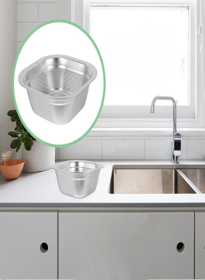 Vosarea Stainless Steel Colander Metal Colander Strainer Square Large Capacity Fruit Basin Kitchen Washing Vegetables Drainer for Drain Pasta Rice Serve - Image 5