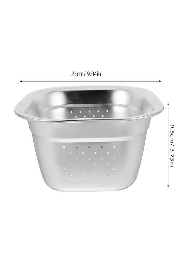 Vosarea Stainless Steel Colander Metal Colander Strainer Square Large Capacity Fruit Basin Kitchen Washing Vegetables Drainer for Drain Pasta Rice Serve - Image 2