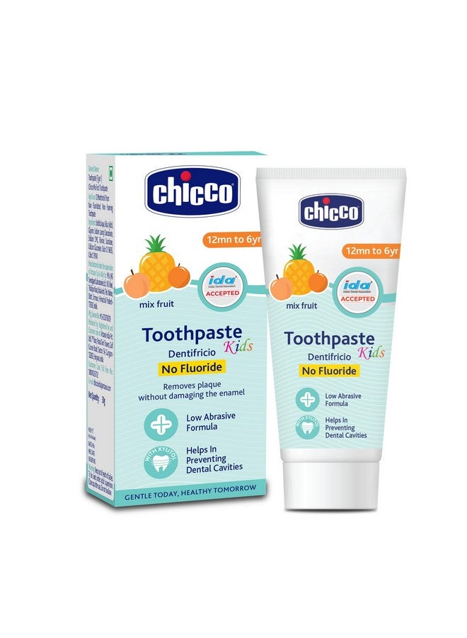 Chicco Toothpaste For Kids (1Y-6Y), Mix Fruit Flavour, 50G | Fluoride-Free | Removes Plaque, Helps Prevent Cavities - Image 1