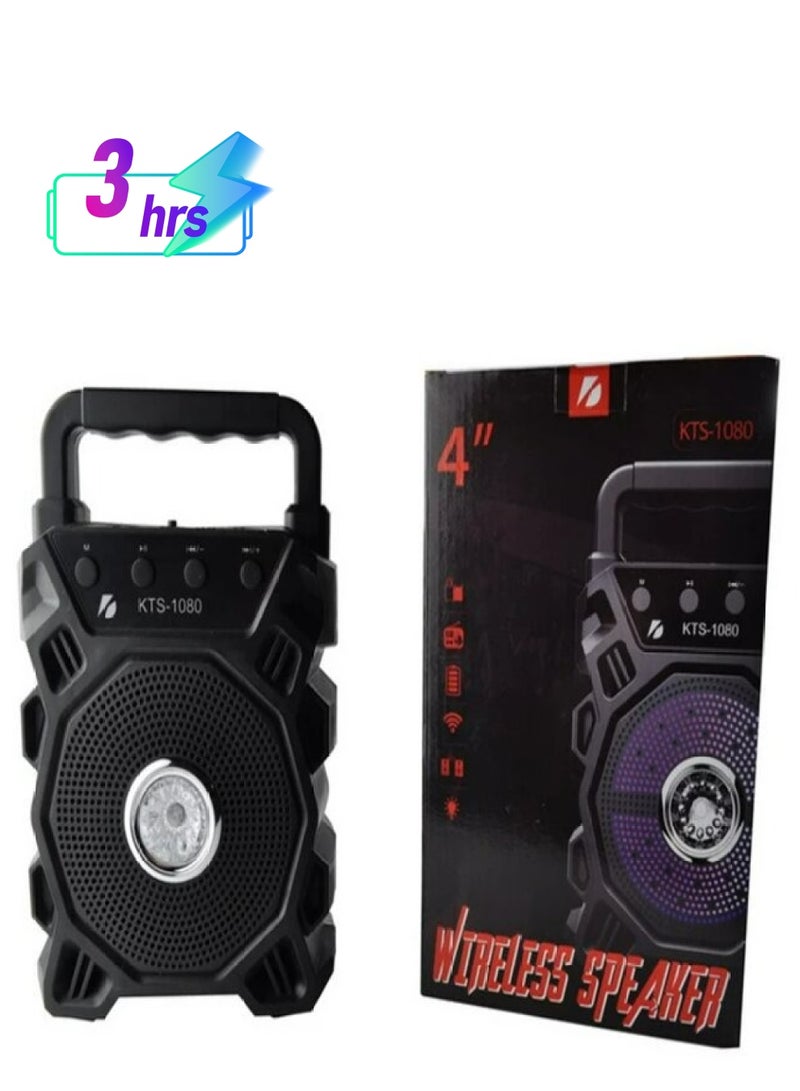 كي تي اس مكبر صوت بلوتوث لاسلكي محمول KTS-1080 يدعم بطاقة SD و Pend rive و FM والميكروفون - Image 1