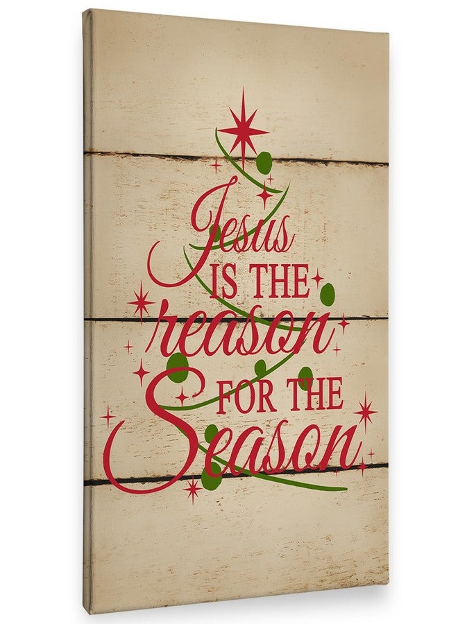 PHAMTE Christian Christmas Tree Wall Art Decor Canvas, Red And Green Vintage Farmhouse Rustic Bible Verse Scripture Pictures Wall Decor Art for Living Room Home,Religious Artwork for Walls 11x14 inch - Image 1