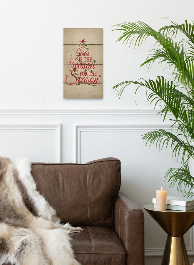 PHAMTE Christian Christmas Tree Wall Art Decor Canvas, Red And Green Vintage Farmhouse Rustic Bible Verse Scripture Pictures Wall Decor Art for Living Room Home,Religious Artwork for Walls 11x14 inch - Image 2