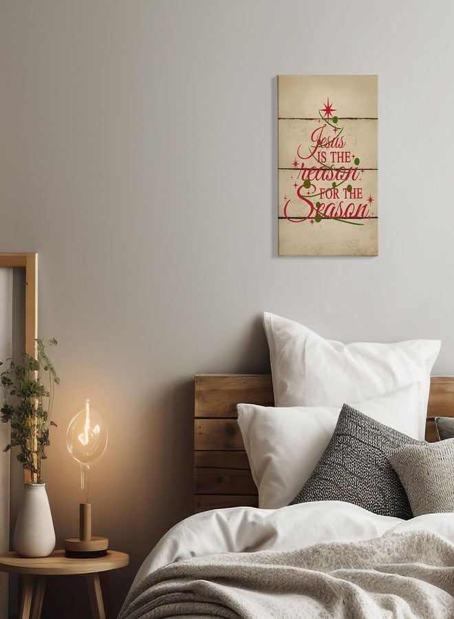 PHAMTE Christian Christmas Tree Wall Art Decor Canvas, Red And Green Vintage Farmhouse Rustic Bible Verse Scripture Pictures Wall Decor Art for Living Room Home,Religious Artwork for Walls 11x14 inch - Image 3