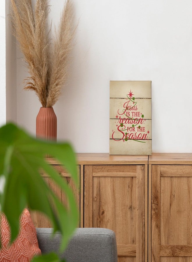 PHAMTE Christian Christmas Tree Wall Art Decor Canvas, Red And Green Vintage Farmhouse Rustic Bible Verse Scripture Pictures Wall Decor Art for Living Room Home,Religious Artwork for Walls 11x14 inch - Image 4
