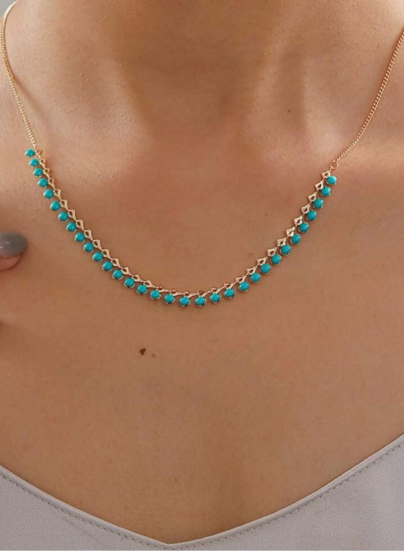 بلو لاين سلسال نسائي عصري وأنيق مطلي باللون الذهبي - Image 1