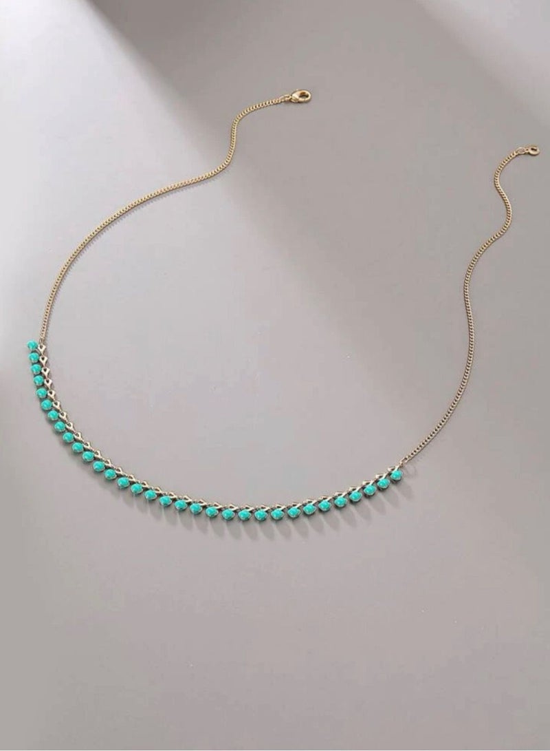 بلو لاين سلسال نسائي عصري وأنيق مطلي باللون الذهبي - Image 3