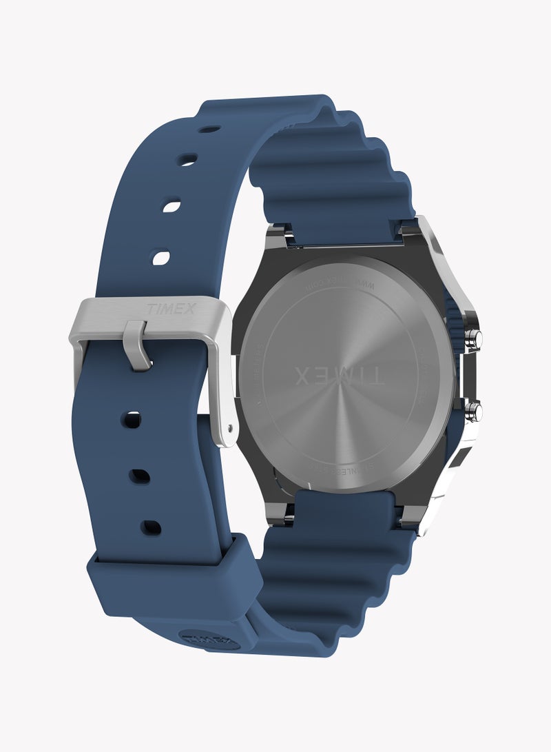 Timex 80 Silver Tone Blue lens and Resin Strap TW2W43900 Unisex Watch - Image 3