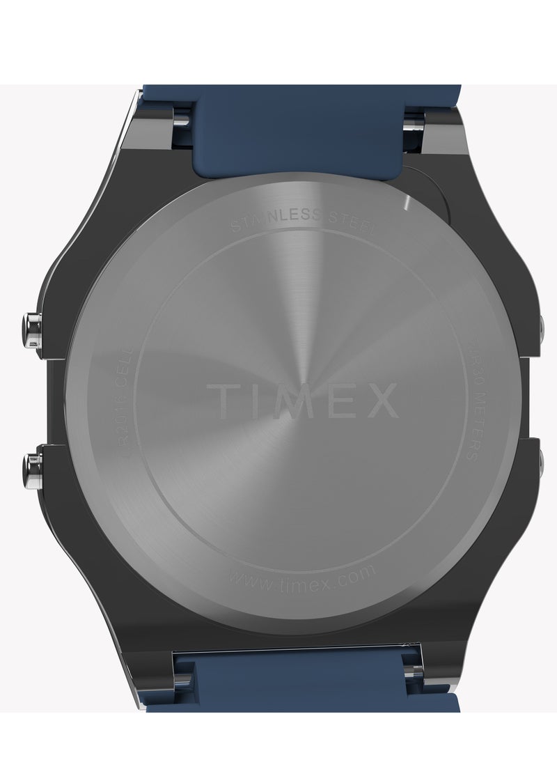 Timex 80 Silver Tone Blue lens and Resin Strap TW2W43900 Unisex Watch - Image 4